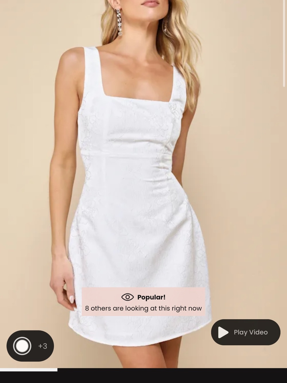 Lulu's White Square-Neck Jacquard Mini Dress